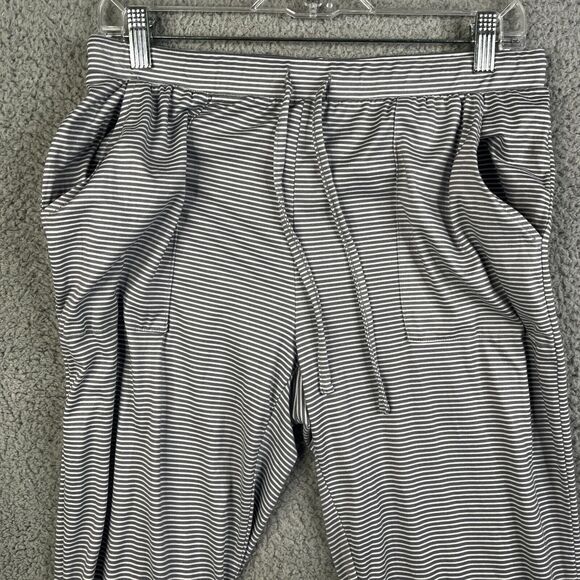 Tahari Sleepwear Pajama Pants Womens Medium Gray White Stripe Drawstring - Picture 7 of 12